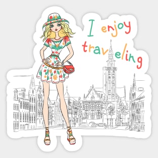 Beautiful fashion girl in Bruges Sticker